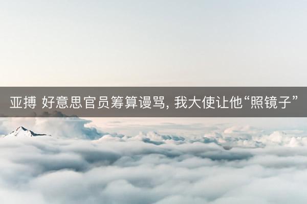 亚搏 好意思官员筹算谩骂, 我大使让他“照镜子”